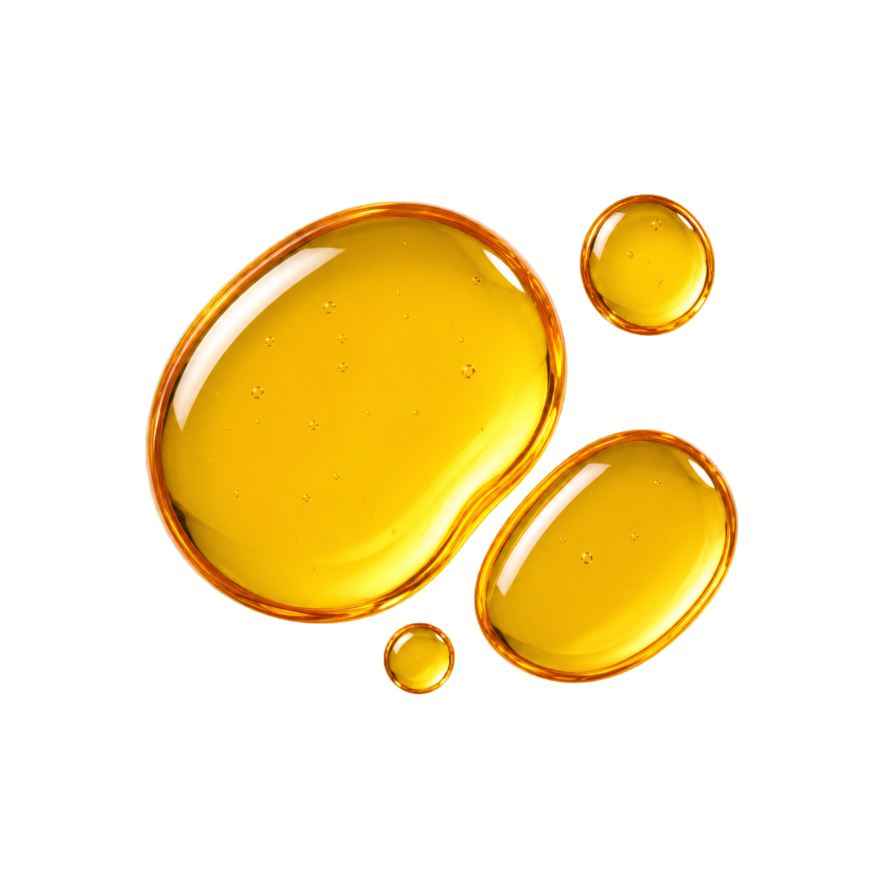 Cut-out of golden marine oil droplets