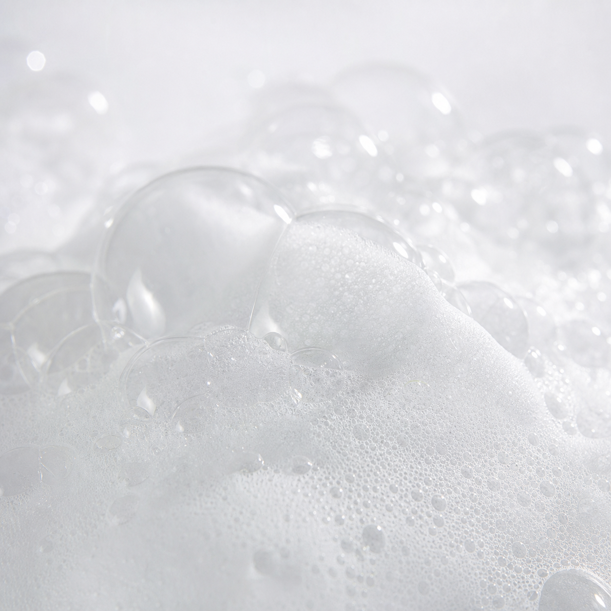 Soft white cleansing foam with fine bubbles